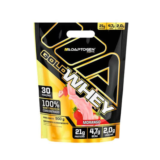 Gold Whey Concentrado Morango 900g Adaptogen