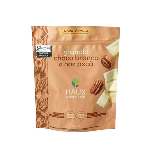 Embalagem-da-Granola-Haux-sabor-chocolate-branco-e-noz-peca-sem-acucar-adicionado-sem-cereais-refinados-e-fonte-de-fibras