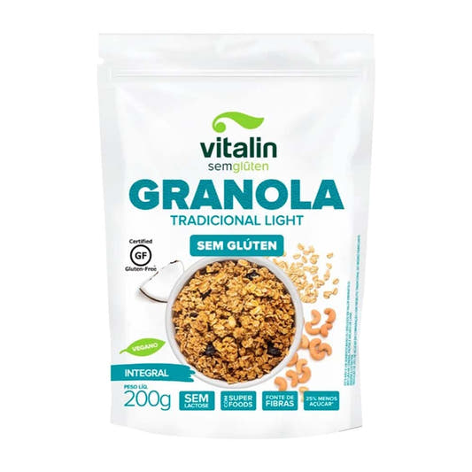 Granola Sem Glúten Tradicional Light Integral 200g Vitalin