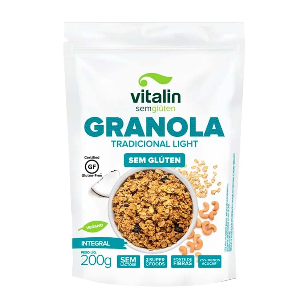 Granola Sem Glúten Tradicional Light Integral 200g Vitalin