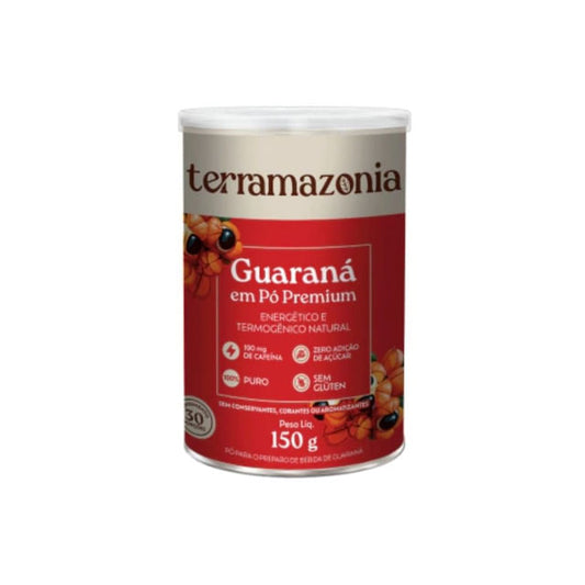 Embalagem-cilindrica-de-Guarana-em-po-Terramazonia-cor-vermelha-com-detalhes-de-frutas-de-Guarana-destacando-a-palavra-Guarana.