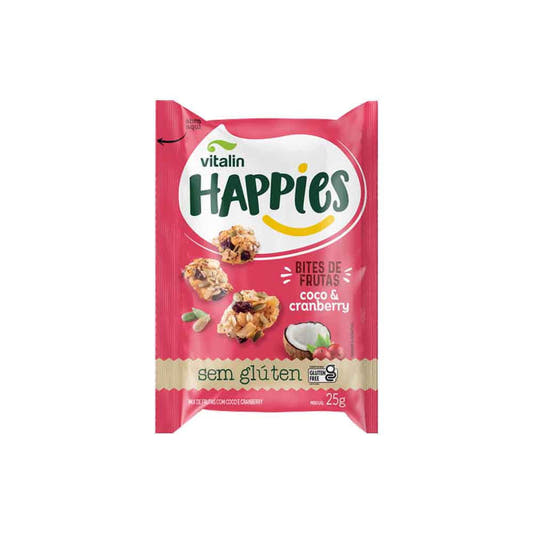 Happies Bites de Frutas Coco e Cranberry 25g Vitalin