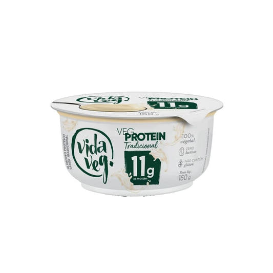 Pote-de-Iogurte-Veg-Protein-Tradicional-da-marca-Vida-Veg-com-destaque-para-11g-de-proteina-e-selo-100--vegetal.