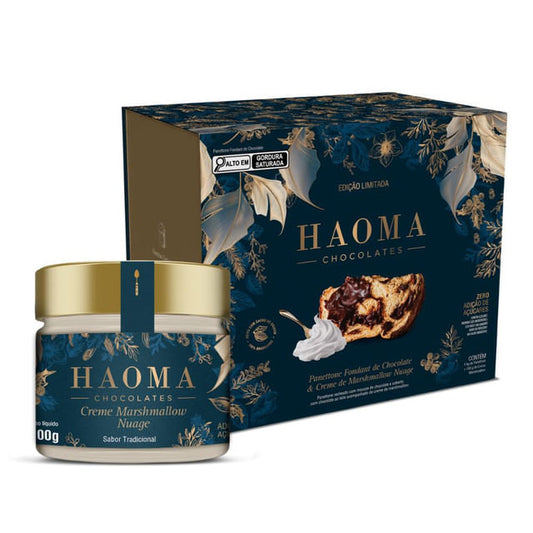 Kit Panettone Recheado Foundant de Chocolate 1Kg e Creme de Marshmallow Nuage 100g HAOMA