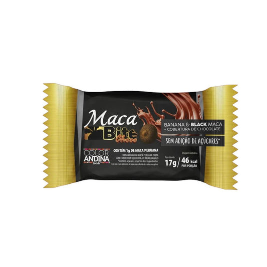 Maca Bite Barra de Maca Peruana Preta com Cobertura de Chocolate 17g Color Andina