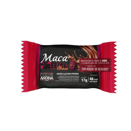 Maca Bite Barra de Maca Peruana Vermelha com Cobertura de Chocolate 17g Color Andina