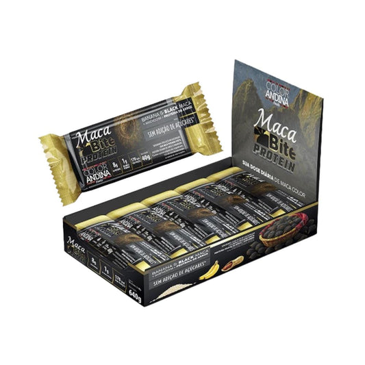 Maca-Bite-Protein-Barra-de-Proteina-Banana---Maca-Peruana-Preta-640g--16-Uni.--Color-Andina