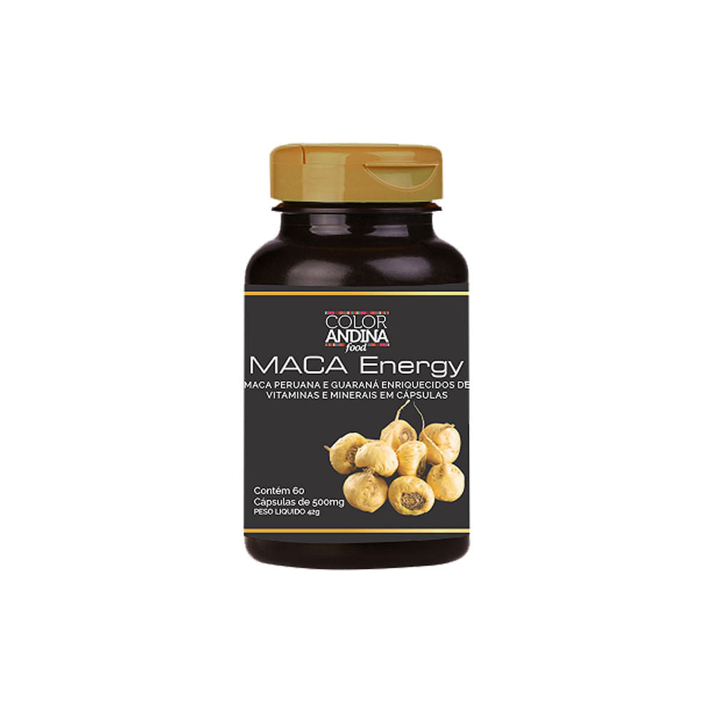 Maca Peruana Amarela e Guaraná 60 Cápsulas Color Andina