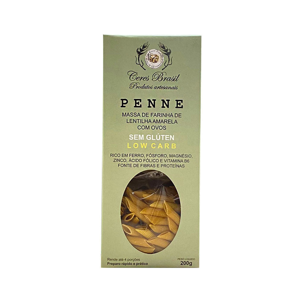 Macarrão Low Carb Penne Lentilha Amarela 200g Ceres Brasil