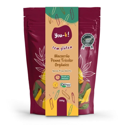 Macarrão Sem Glúten Penne Tricolor Orgânico 300g You Ka