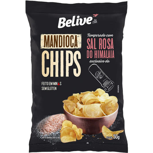 Mandioca Chips com Sal Rosa do Himalaia 50g Belive