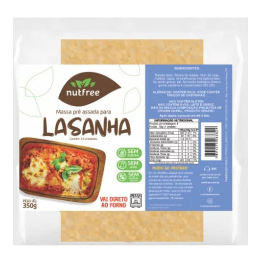 Massa Pré Assada Para Lasanha Sem Glúten e Lactose 350g Nutfree