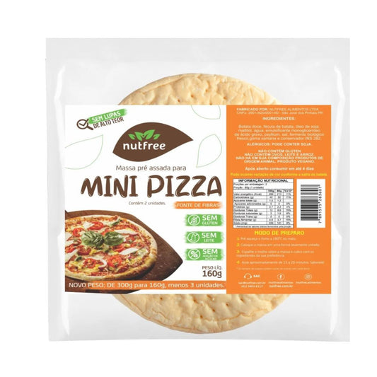 Massa Pré Assada Para Mini Pizza Sem Glúten e Lactose 160g Nutfree
