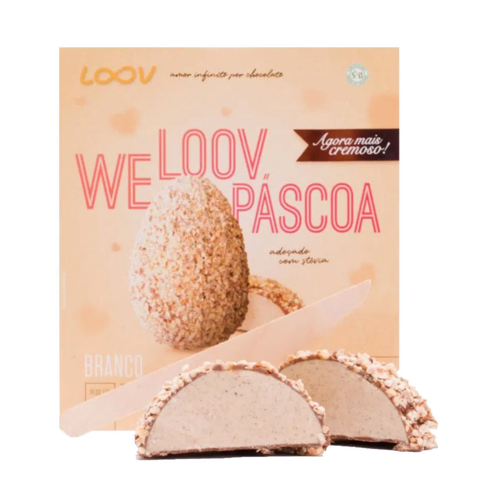 Meio Ovo de Páscoa Loov Gianduia Branco 250g Chocolife
