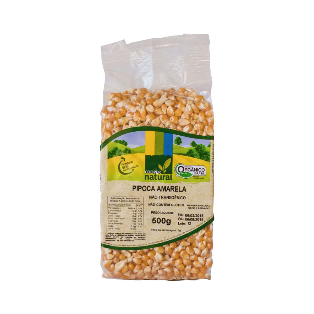Milho de Pipoca Amarela Orgânico 500g Coopernatural