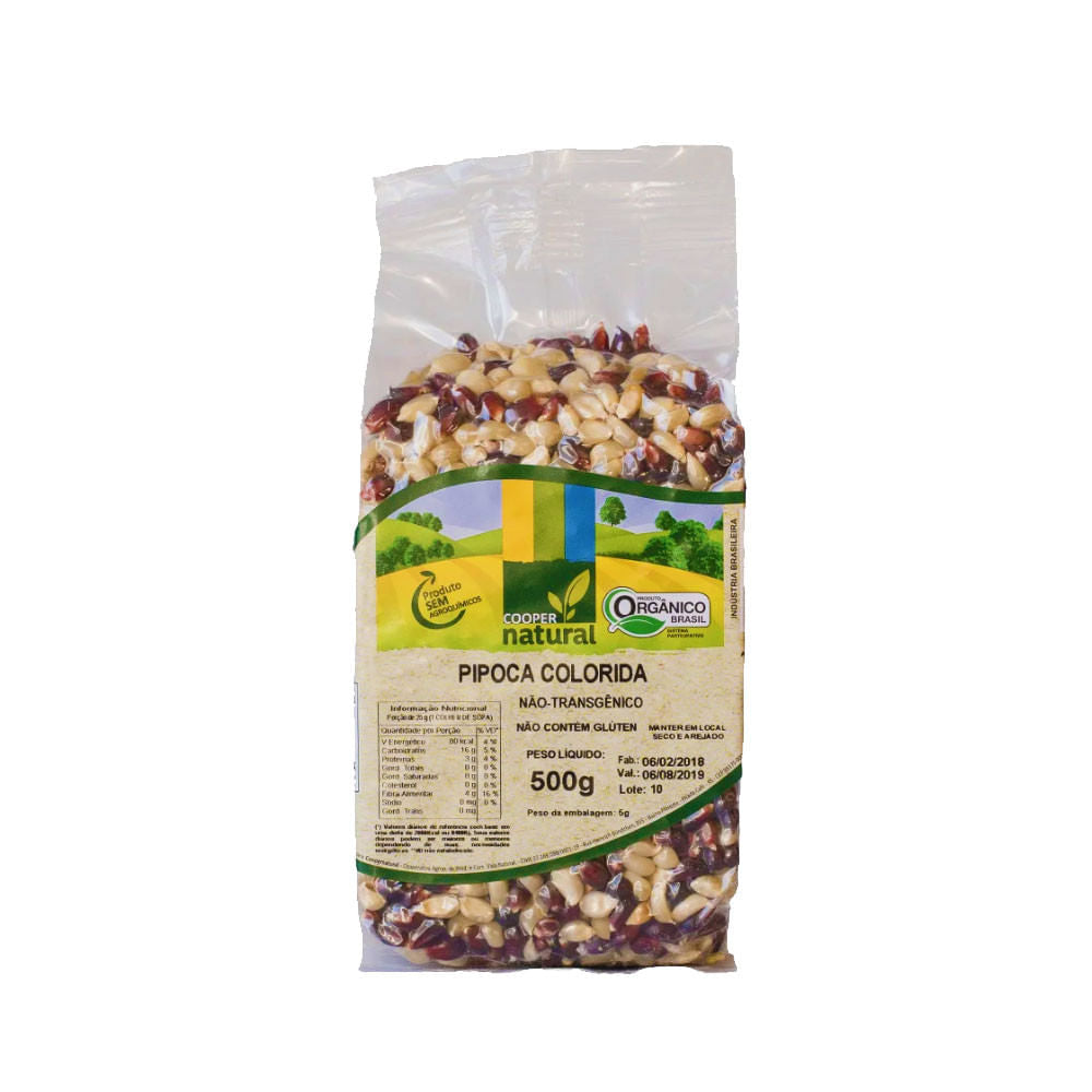 Milho de Pipoca Colorida Orgânico 500g Coopernatural