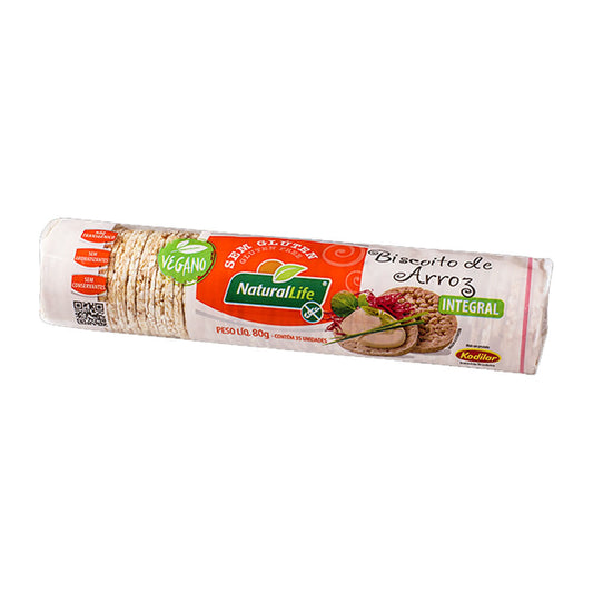 Mini Biscoito de Arroz Integral 80g Natural Life