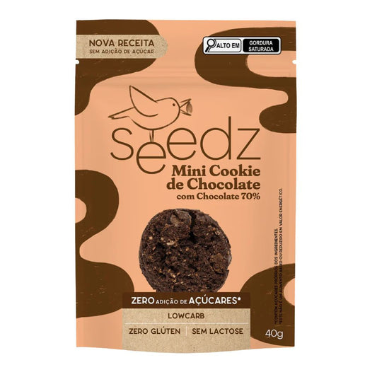 Mini Cookie Low Carb de Chocolate 70% 40g Seedz