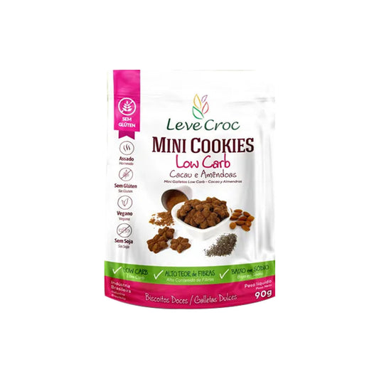 Mini Cookies Low Carb de Cacau e Amêndoas 90g Leve Croc