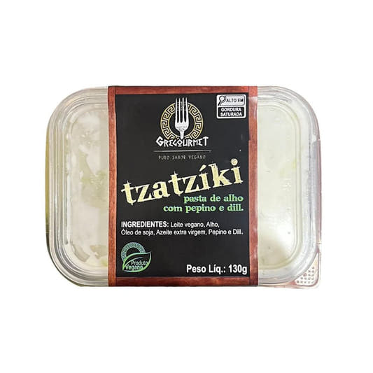 Molho Vegano Tzatziki Pasta de Alho com Pepino e Dill 130g Gregourmet