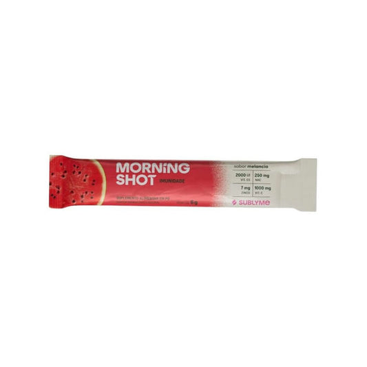 Sache-vermelho-e-branco-do-Morning-Shot-sabor-melancia-destacando-beneficios-para-imunidade-com-vitaminas-e-propolis.-Embalagem-pratica-e-portatil.