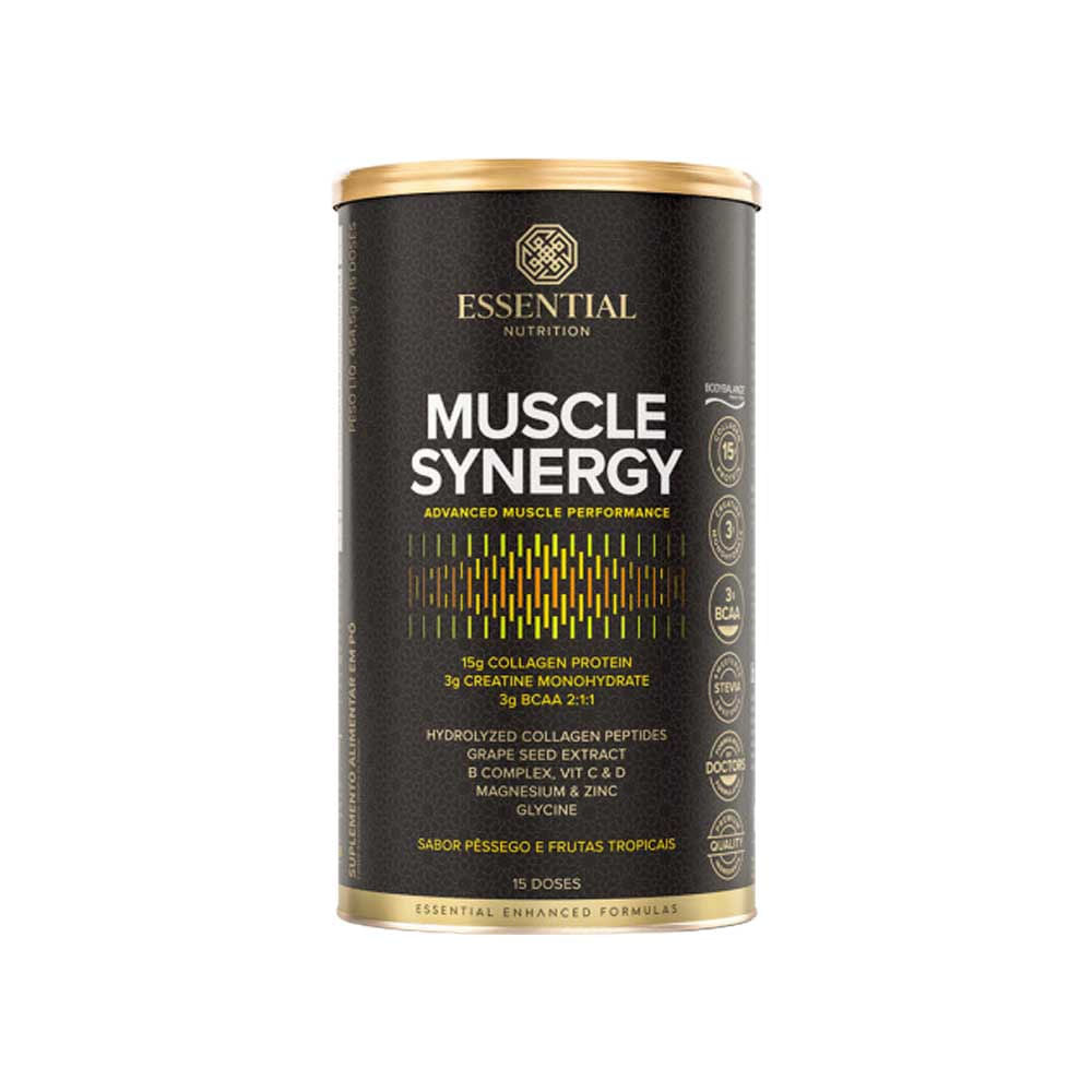 Muscle-Synergy-Colageno---Creatina---BCAA-Sabor-Pessego-e-Frutas-Tropicais-4545g-Essential-Nutrition
