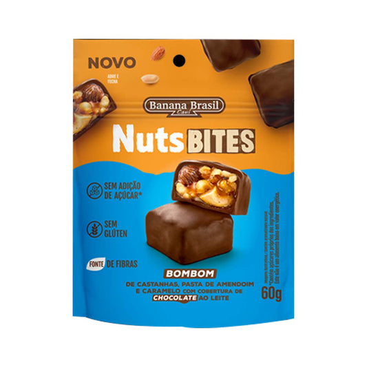 NutsBites Bombom Pasta de Amendoim Pouch 60g Banana Brasil