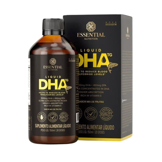 Frasco-do-suplemento-omega-3-liquido-DHA-TG-Essential-Nutrition-com-1500mg-de-DHA-450mg-de-EPA-por-dose-sabor-mix-de-frutas-e-150ml
