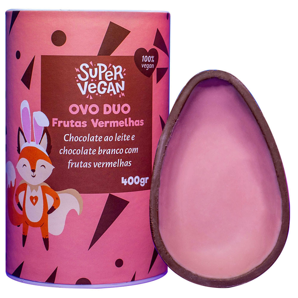 Ovo de Páscoa Vegano Duo Frutas Vermelhas 400g Super Vegan