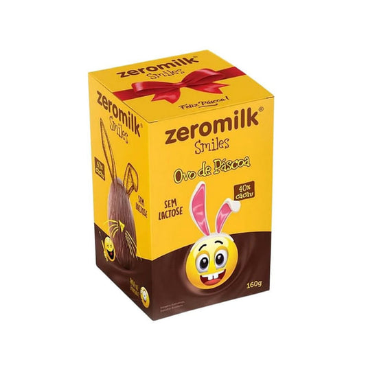 Embalagem-amarela-e-marrom-do-Ovo-de-Pascoa-Vegano-Zeromilk-Smiles-40--Cacau-com-desenho-de-emoji-sorrindo-e-detalhes-que-remetem-a-Pascoa.