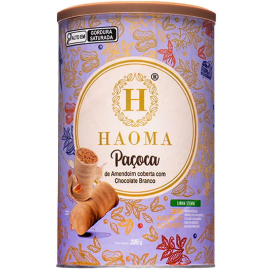 Paçoca de Amendoim Coberta com Chocolate Branco Linha Stevia 225g HAOMA
