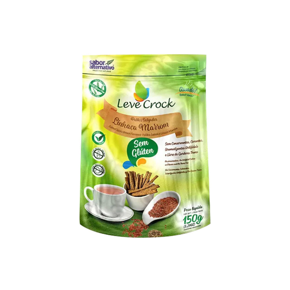 Palitos Salgados Sem Glúten Linhaça Marrom 150g Leve Croc