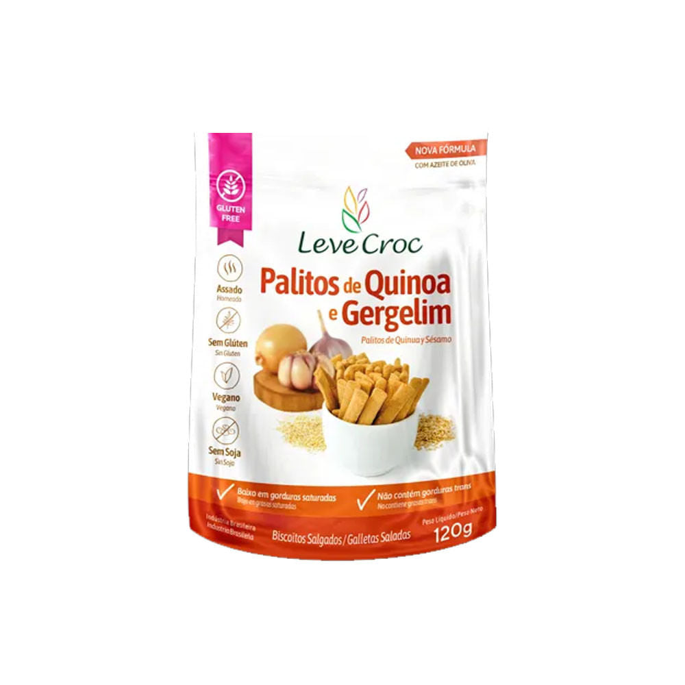 Palitos Sem Glúten Quinoa e Gergelim120g Leve Croc