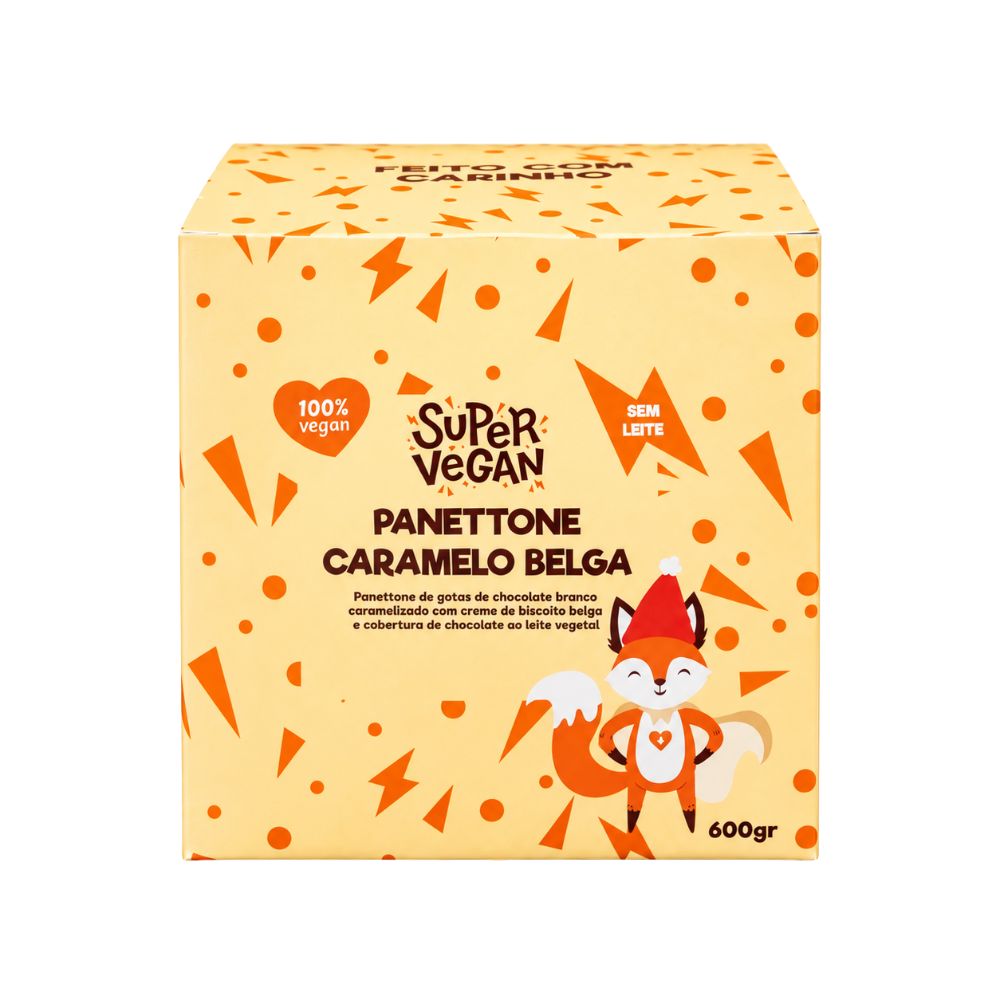 Panetone Vegano Recheado Caramelo Belga 600g Super Vegan