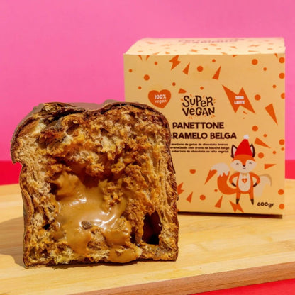 Panetone Vegano Recheado Caramelo Belga 600g Super Vegan