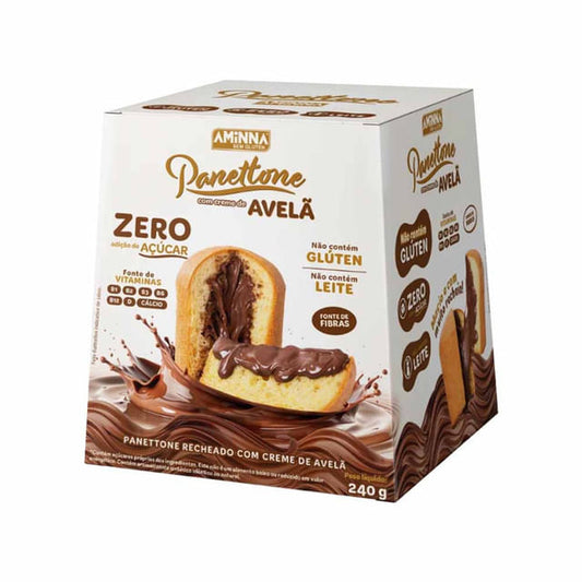 Panettone Sem Glúten e Açúcar Recheado com Creme de Avelã 240g Aminna
