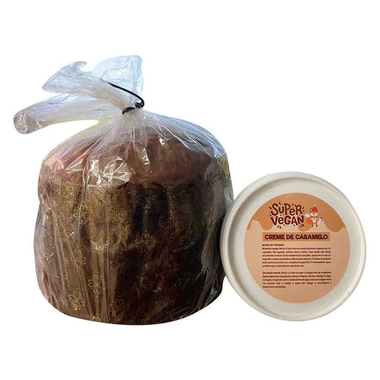 Panettone Vegano com Gotas de Chocolate ao Leite e Creme de Caramelo 730g Super Vegan