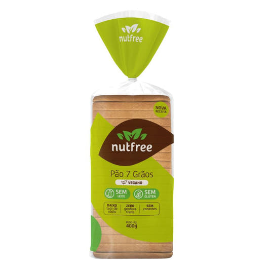 Pão 7 Grãos Vegano Sem Glúten e Lactose 400g Nutfree