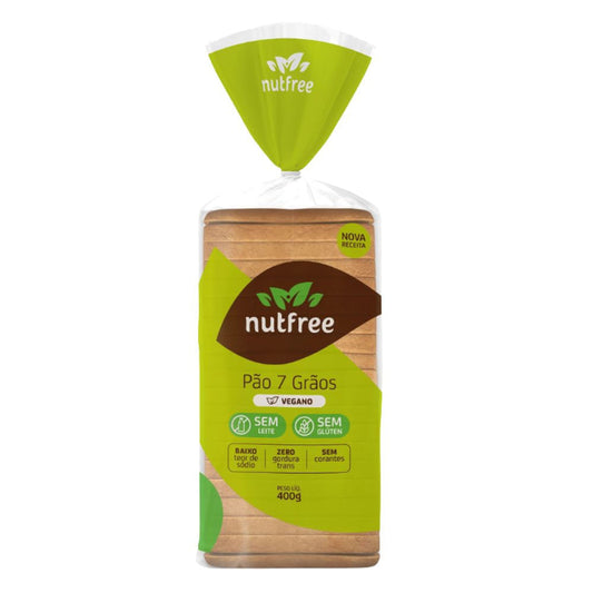 Pão 7 Grãos Vegano Sem Glúten e Lactose 400g Nutfree