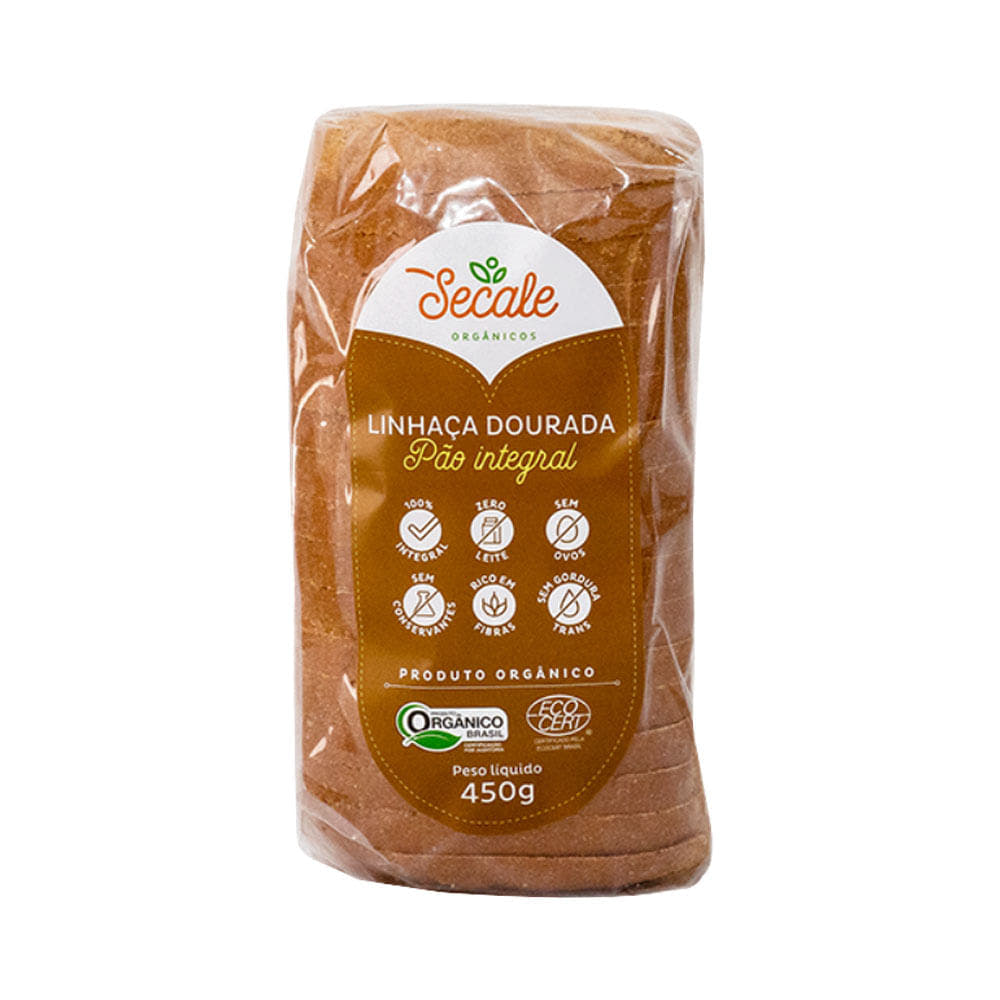 Pão Orgânico Integral Linhaça Dourada 450g Secale Orgânicos
