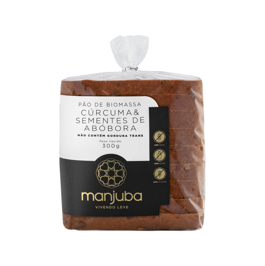 Pão de Biomassa, Cúrcuma e Semente de Abóbora Sem Glúten, Lactose e Soja 300g Manjuba