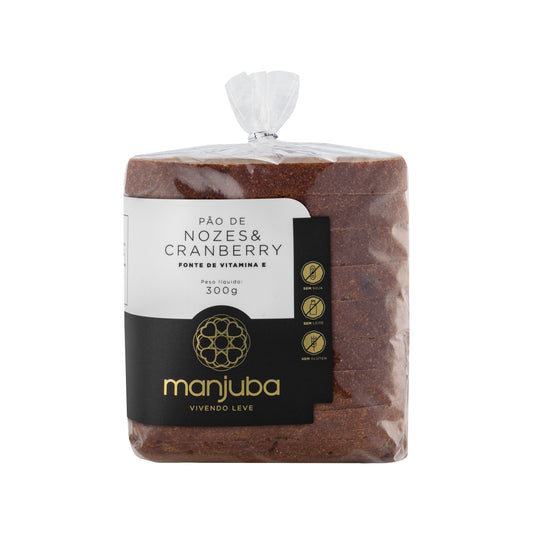 Pão de Nozes e Cranberry Sem Glúten, Soja e Lactose 300g Manjuba