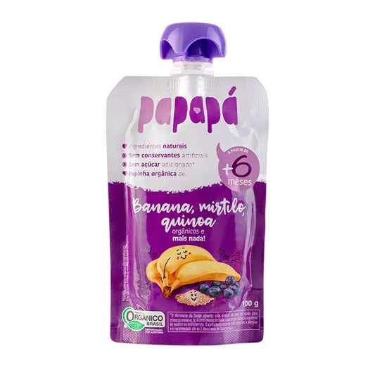 Papinha Orgânica de Banana Mirtilo e Quinoa 100g Papapá