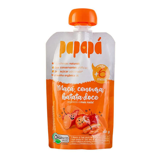 Papinha Orgânica de Maçã Cenoura e Batata Doce 100g Papapá