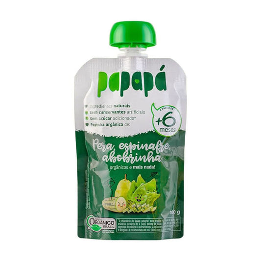 Papinha Orgânica de Pera Espinafre e Abobrinha 100g Papapá