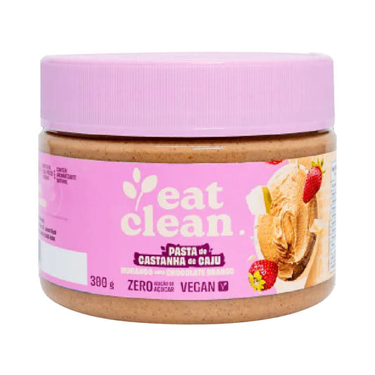 Pasta Castanha de Caju Morango com Chocolate Branco 300g Eat Clean
