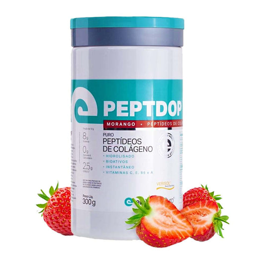 Peptdop Peptídeos de Colágeno Hidrolisado Sabor Morango 300g Elemento Puro