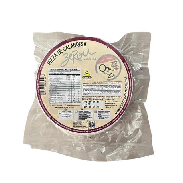 Pizza de Calabresa Sem Glúten e Lactose 155g Zerou Delícias