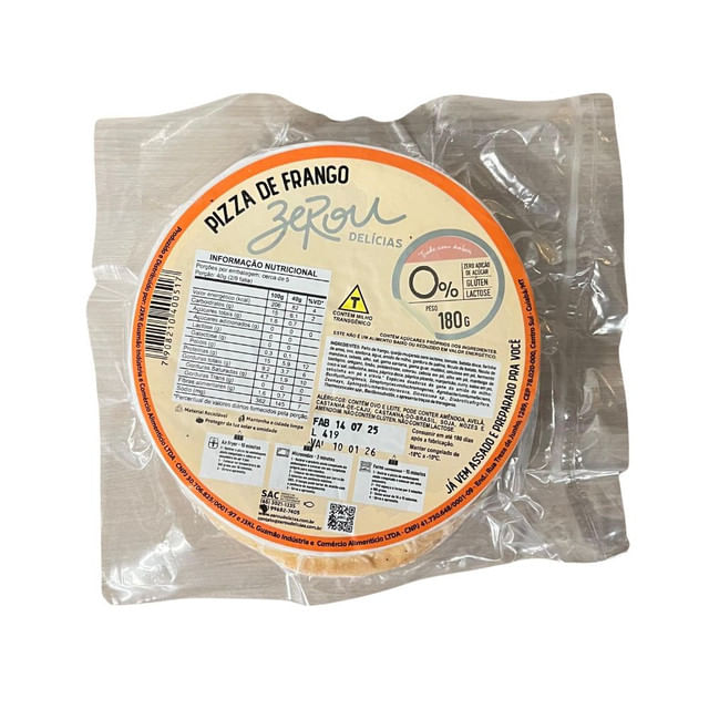 Pizza de Frango com Mussarela Sem Glúten e Lactose 180g Zerou Delícias