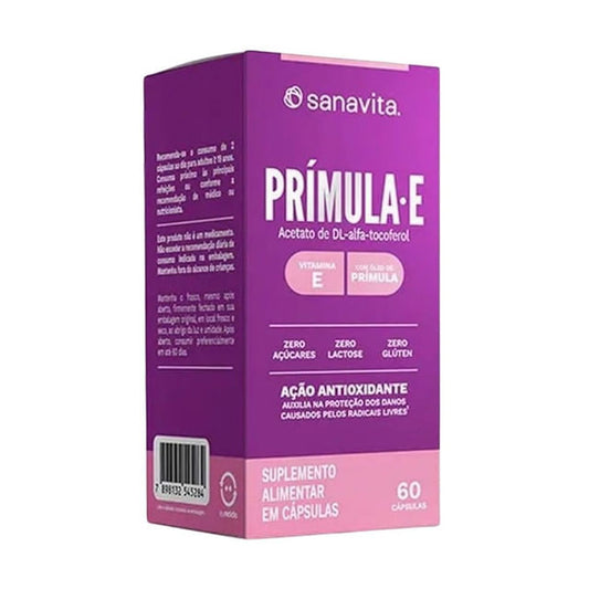 Caixa-roxa-e-rosa-com-o-nome-Primula-em-destaque-indicando-suplemento-com-vitamina-E-sem-acucar-lactose-e-gluten.